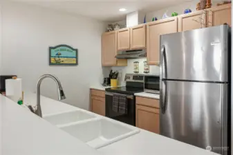 Double sink in kitchen