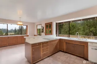 Dining room and kitchen