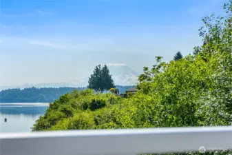 Not to be outdone by the impressive view of the Olympic Mountains, Mount Rainier is also a focal point.
