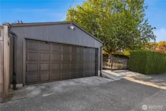 2 car garage with alley access.