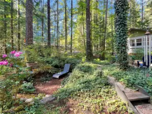 Tranquil sunken garden, perfect for quiet moments and reflection.