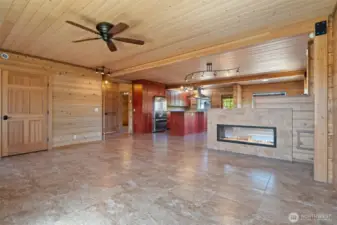 Main level living/dining/kitchen - shown here without the virtual staging in place.