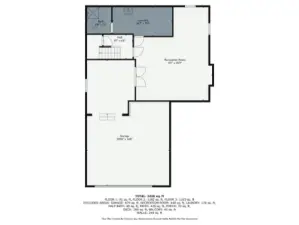 Photographer's estimation of room dimensions. The downstairs of the home has a lot of potential to finish!
