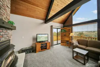 Living Room, Wood Ceiling, Huge Windows