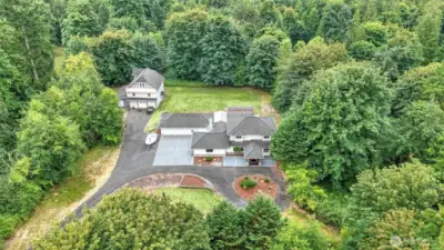Beautiful mix of open lawn and mature trees.