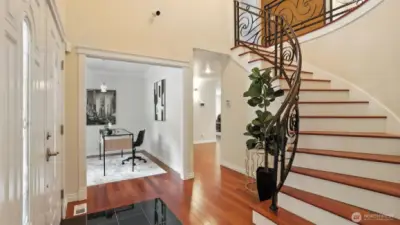 Welcoming entryway with timeless design and dramatic impact.