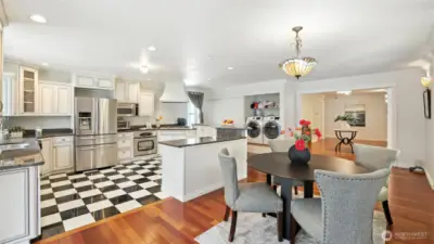 Picture-perfect kitchen opens to living areas.