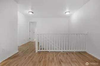 Dining area at the top of the stairs.