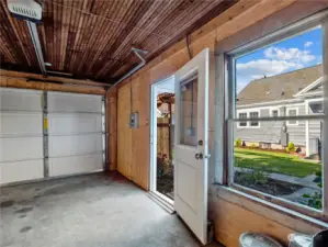 The garage has a view of the back yard so you will have plenty of natural light streaming in while you are working on your projects.