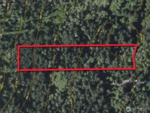 Overhead view with approximate boundaries in red.