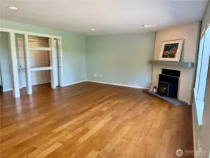 Huge open living room with fireplace!