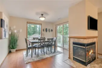 Dining Room with slider to wrap around deck with awning.