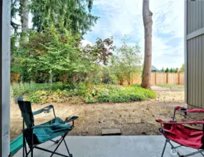 Private back patio area