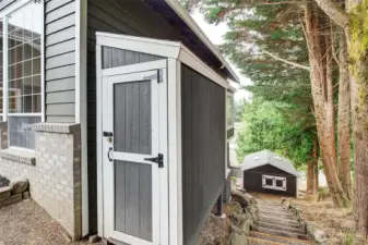Bike Shed and Large Storage Shed Below