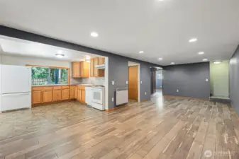 Kitchen is has an open concept.