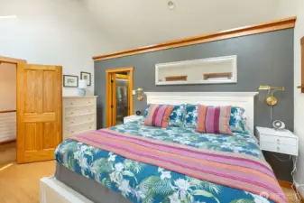 Primary Bedroom easily fits a King sized bed room set.