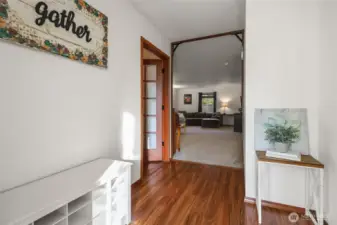 Cool trim detailing as you enter, and beautiful french door to office on left.