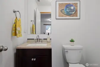1/2 bath off the kitchen makes for ultra main floor convenience.
