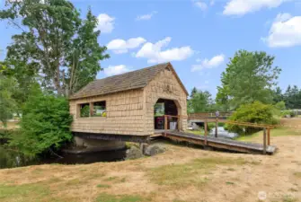 The scenic covered bridge is a great place to play cards, attend club meetings or have a cup of coffee with friends.
