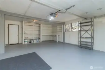Workbench in the corner-garage just painted-floors too!