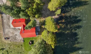 Drone photo of setting on the Wenatchee River