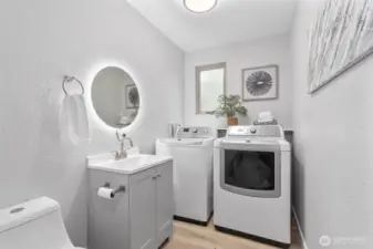 3/4 Bathroom downstairs w/ laundry