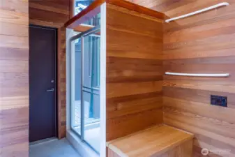Sauna adjoining primary bathroom.