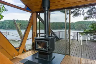 New woodburning stove keeps you warm throughout the year.