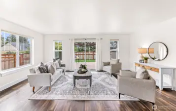 Family Room with sliding glass door to back deck