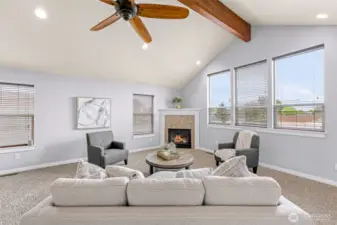 Vaulted ceilings, Gas Fireplace and lots of natural light