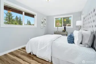 Enjoy the custom trim around the primary bedroom windows