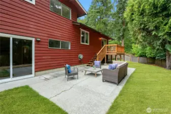 Expansive patio off the lower level family room