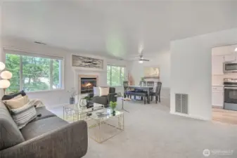 Nice flowing floorplan. Dining room has a new ceiling fan. All new window blinds thorughout.