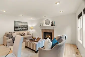 Family room with gas fireplace.
