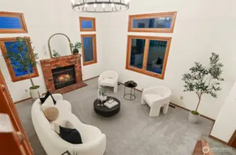 Living room view from upper landing/catwalk.