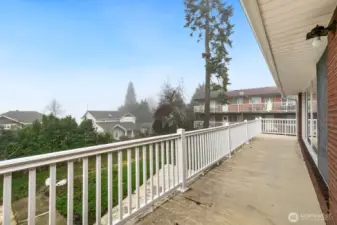 Large upper level deck- perfect for entertaining! Views of Olympics on clear day!