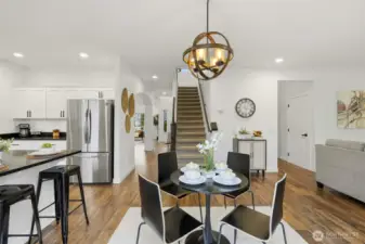 View of eating nook from backyard door