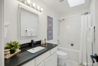 Main bathroom with skylight