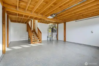 Nice and clean garage with epoxy floors