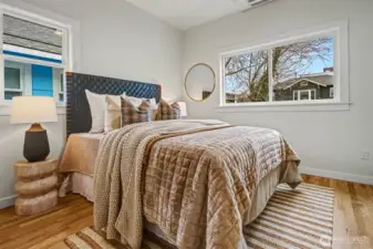 Bedroom 1 overlooking the backyard