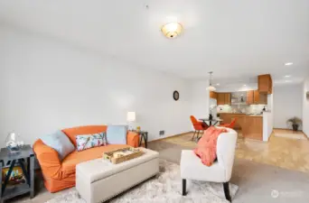 Living Area, Kitchen, and Entry Hallway.