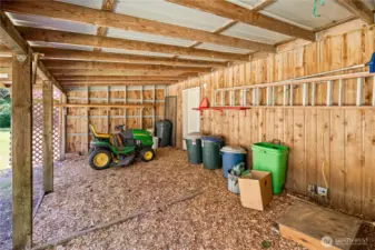 Covered area on the back of the garage for storage