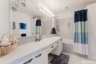 Main bathroom with coastal accents