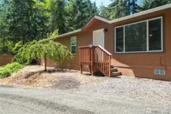 Side entry with fruit tree
