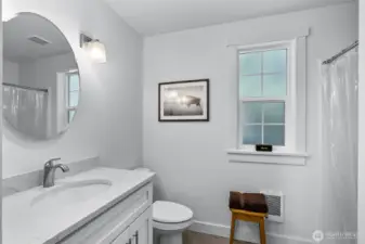 cottage main-floor bathroom with laundry