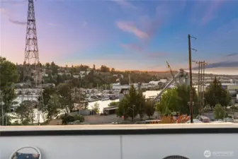 View roof terrace- views of the Fremont Canal as well as Aurora bridge