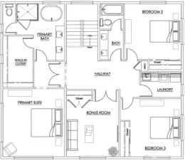 Upper level floor plan.