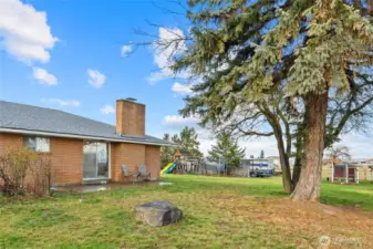 Side yard facing on the East side. You will get great morning sunshine. Plenty of room for a garden!