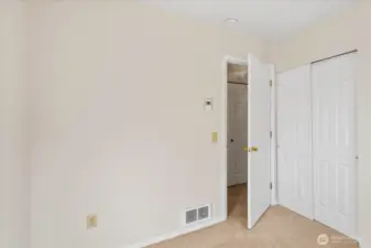 2nd bed view of closet