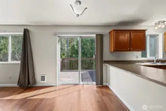 The sliding glass door leads onto the deck